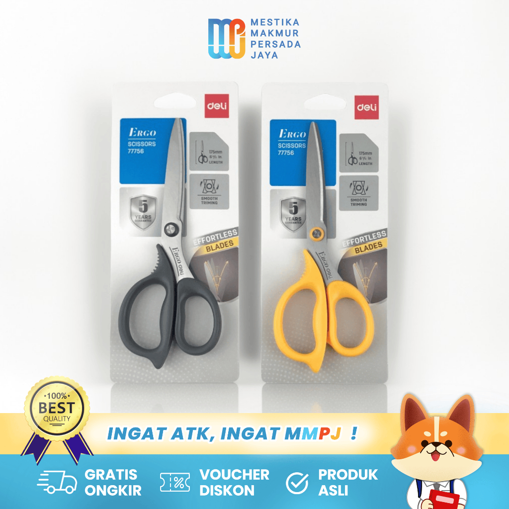 

Deli Effortless Scissor / Gunting Ringan & Ergonomis Anti Karat E77756