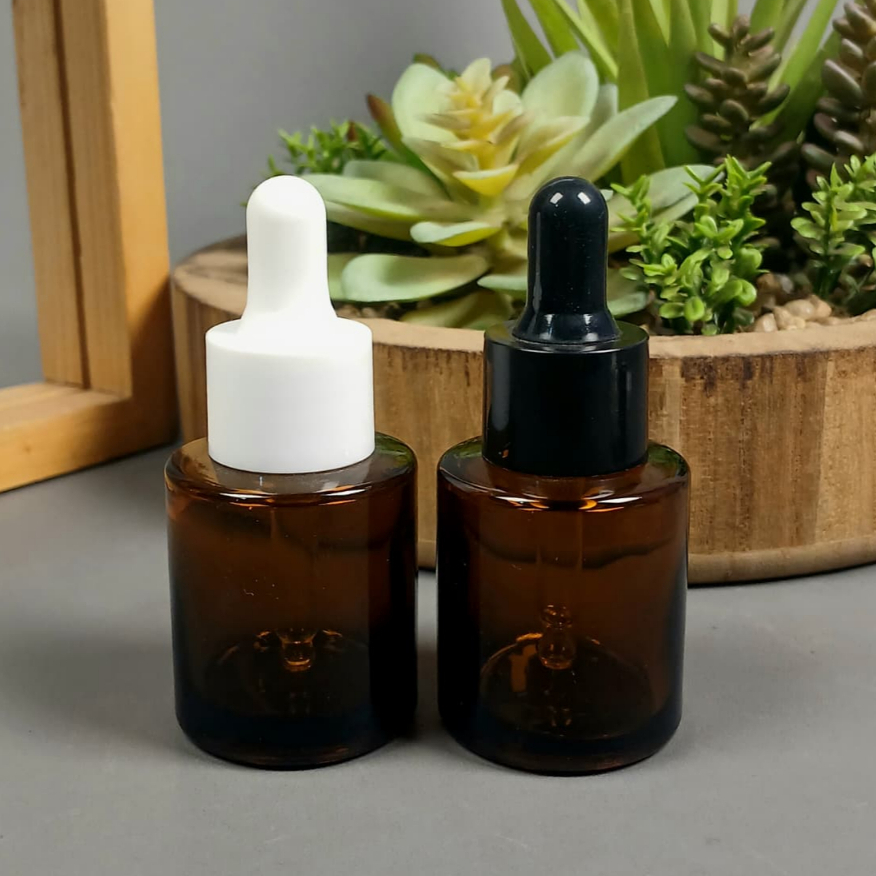 Botol Pipet Kaca Amber 20ml Bahu Datar / Botol Serum 20ml Coklat