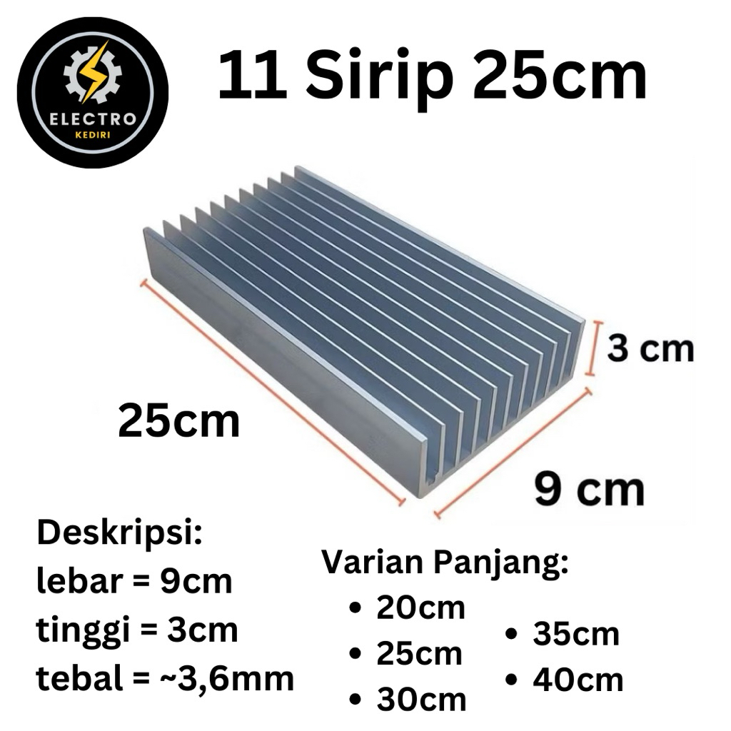 heatsink 11 sirip 25cm cukup tebal | heatsink aluminium pendingin 11sirip 25cm build in