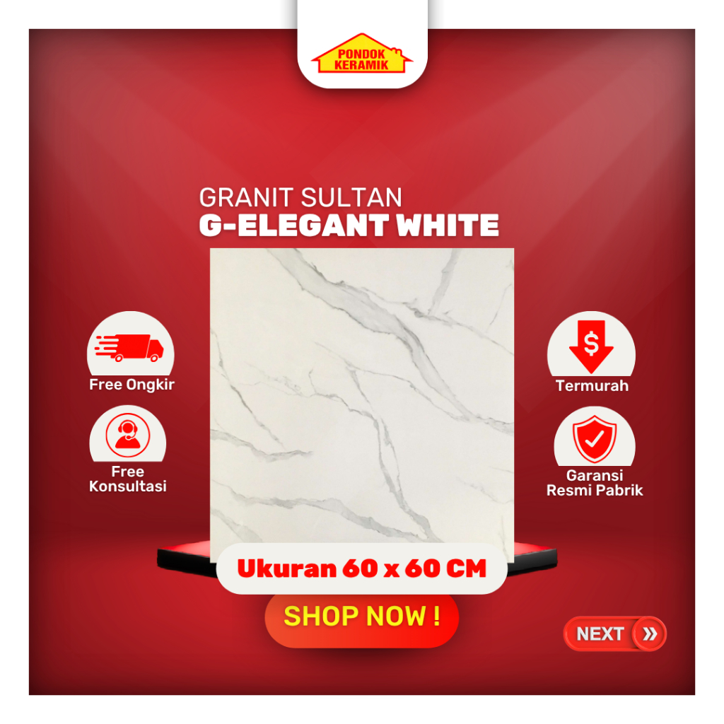 Granit Lantai Sultan 60x60 Elegant White Glossy Motif Carara