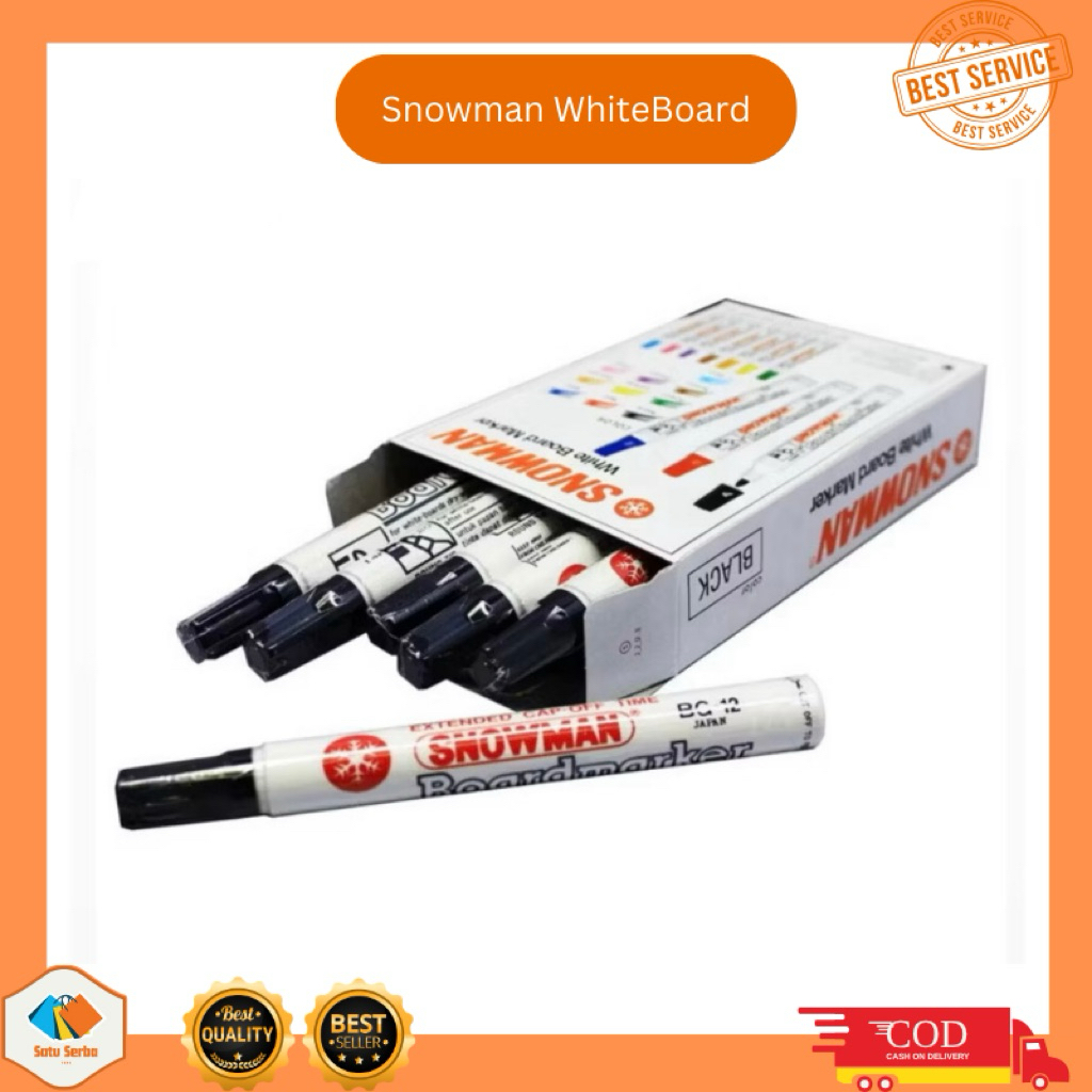 

SPIDOL SNOWMAN WHITEBOARD / PAPAN TULIS isi 6 PCS HITAM