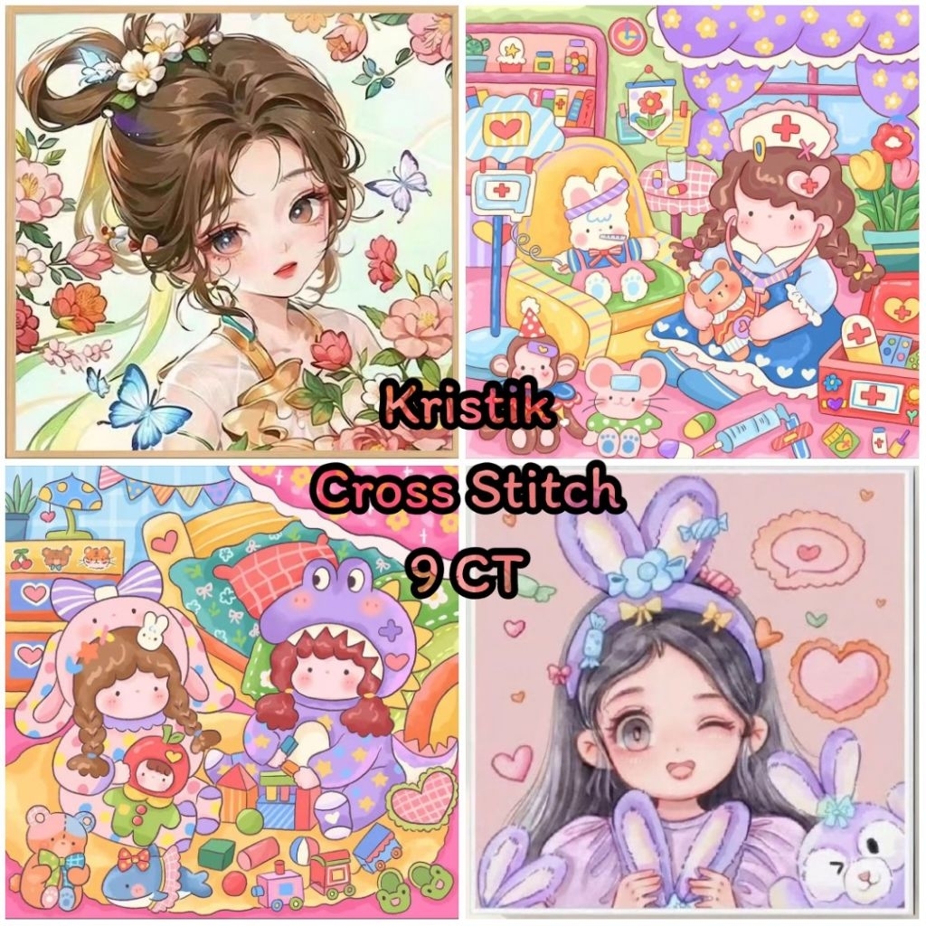 DIY Kristik Cross Stitch Sulaman Menyulam Embroidery set Menjahit Paket Jahit