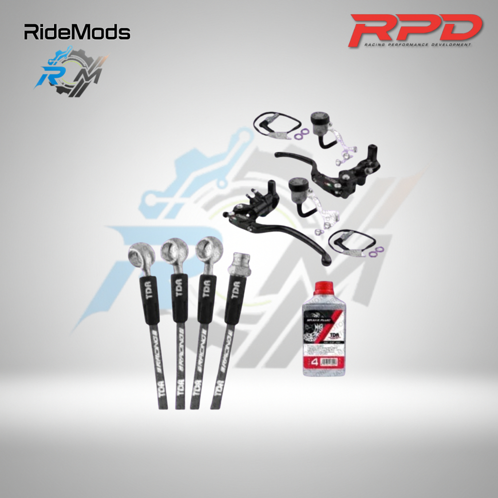 PAKET MASTER REM RPD 17/16 + SELANG REM TDR TEFLOMAX XMAX CALIPER ATAS BLACK CARBON + MINYAK REM TDR