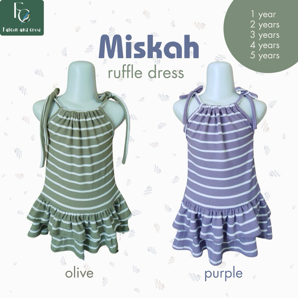 Falcondcrow - Miskah dress ruffle anak perempuan - dress anak kekinian - baju anak 1tahun sampai 5ta
