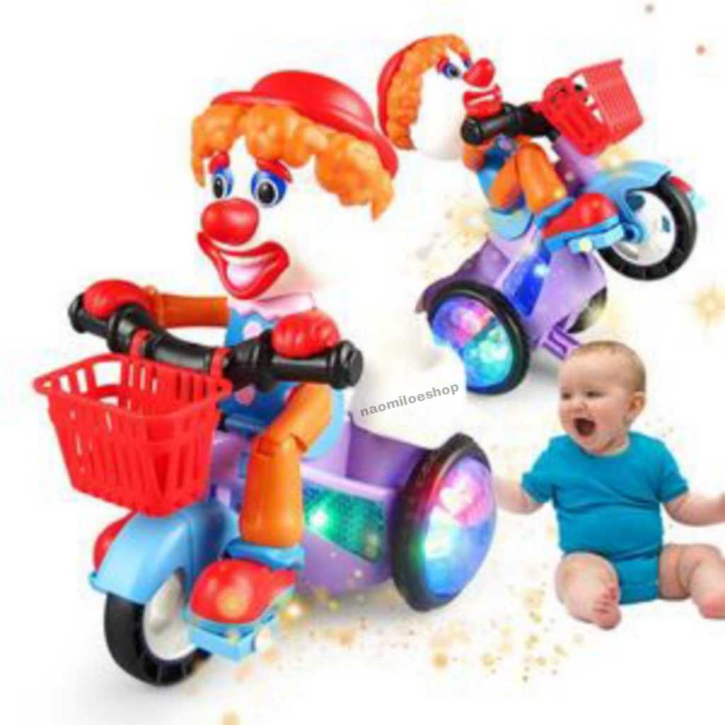 Clown bike motorcycle badut menari pake sepeda mainan sepeda badut menari mainan robot badut stunt c