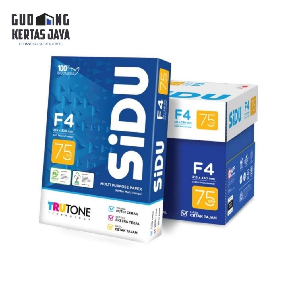 

Kertas HVS Sidu F4 Folio 75 Gr 1 Dus
