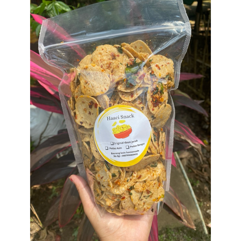 

Basreng koin Chili oil kemasan 500 gram kemasan plastik
