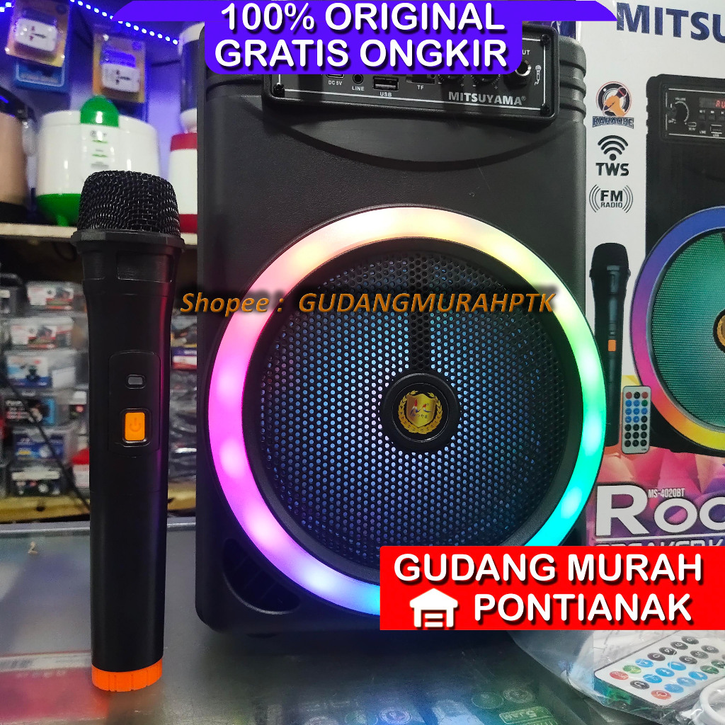 Speaker Bluetooth Mitsuyama Salon mic Wireless RGB USB Memory MS-4020 BT ROCKER
