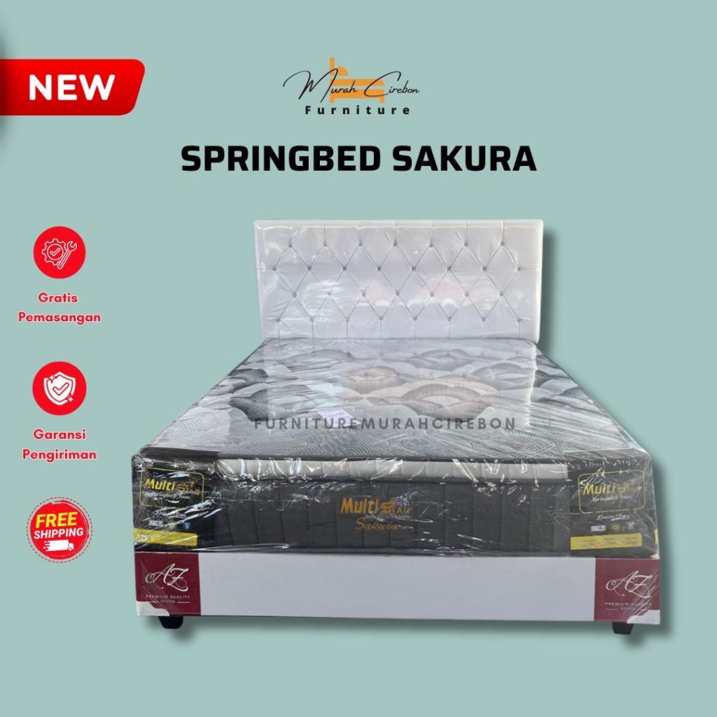 Set Divan Springbed Sakura Tebal 30 Cm - Divan Set Kasur Spring Bed - Satu Set Tempat Tidur