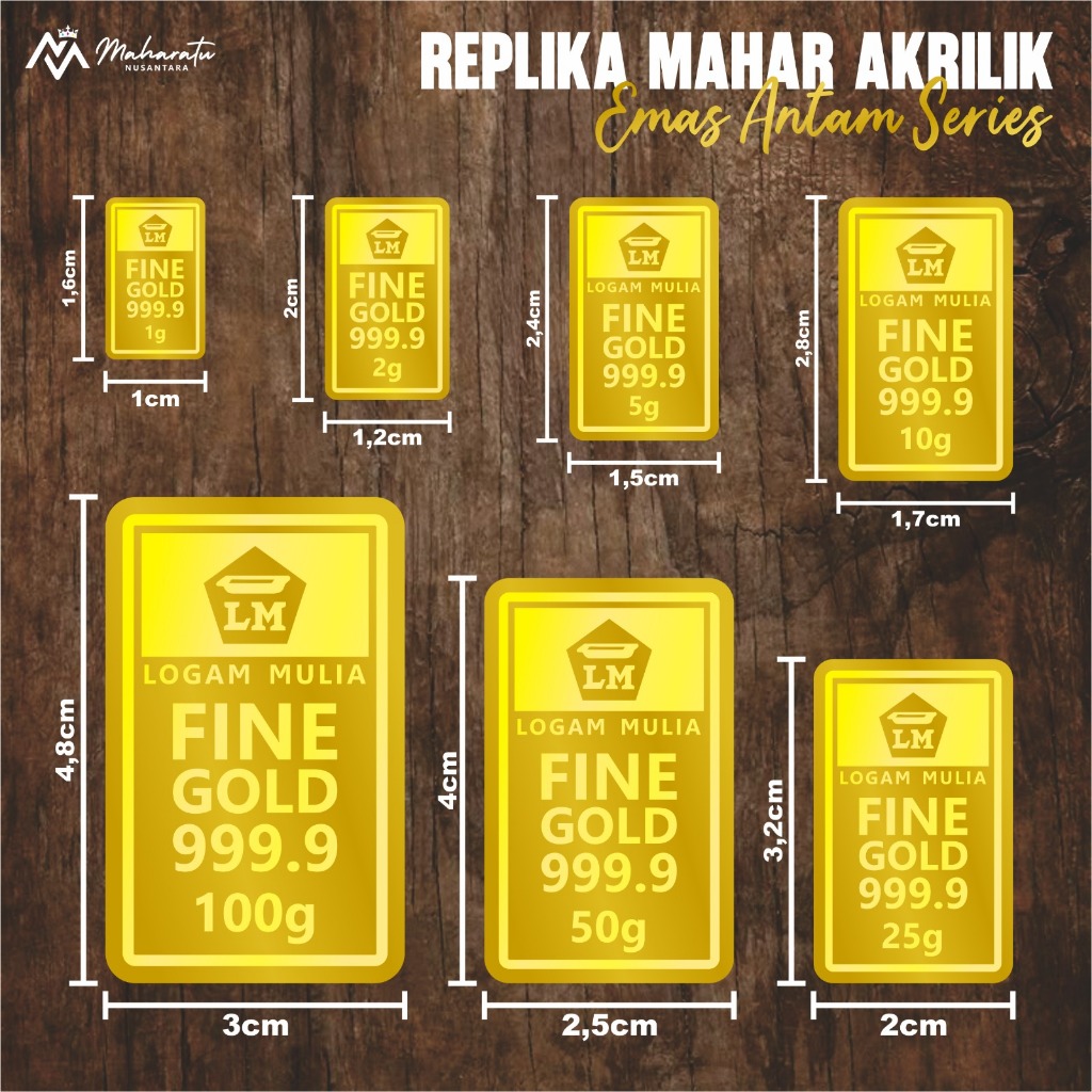 Replika Logam Mulia Bahan Akrilik Tebal - Replika Emas Antam - Replika Hiasan Mahar Ready Stock