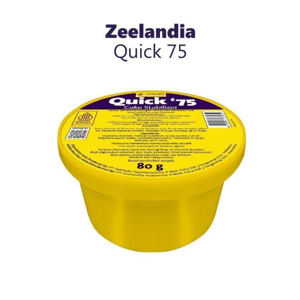 

￼ZEELANDIA QUICK '75 80GR / Kue Jadi Lebih Empuk / Penstabil Adonan Kue 80gr termurah