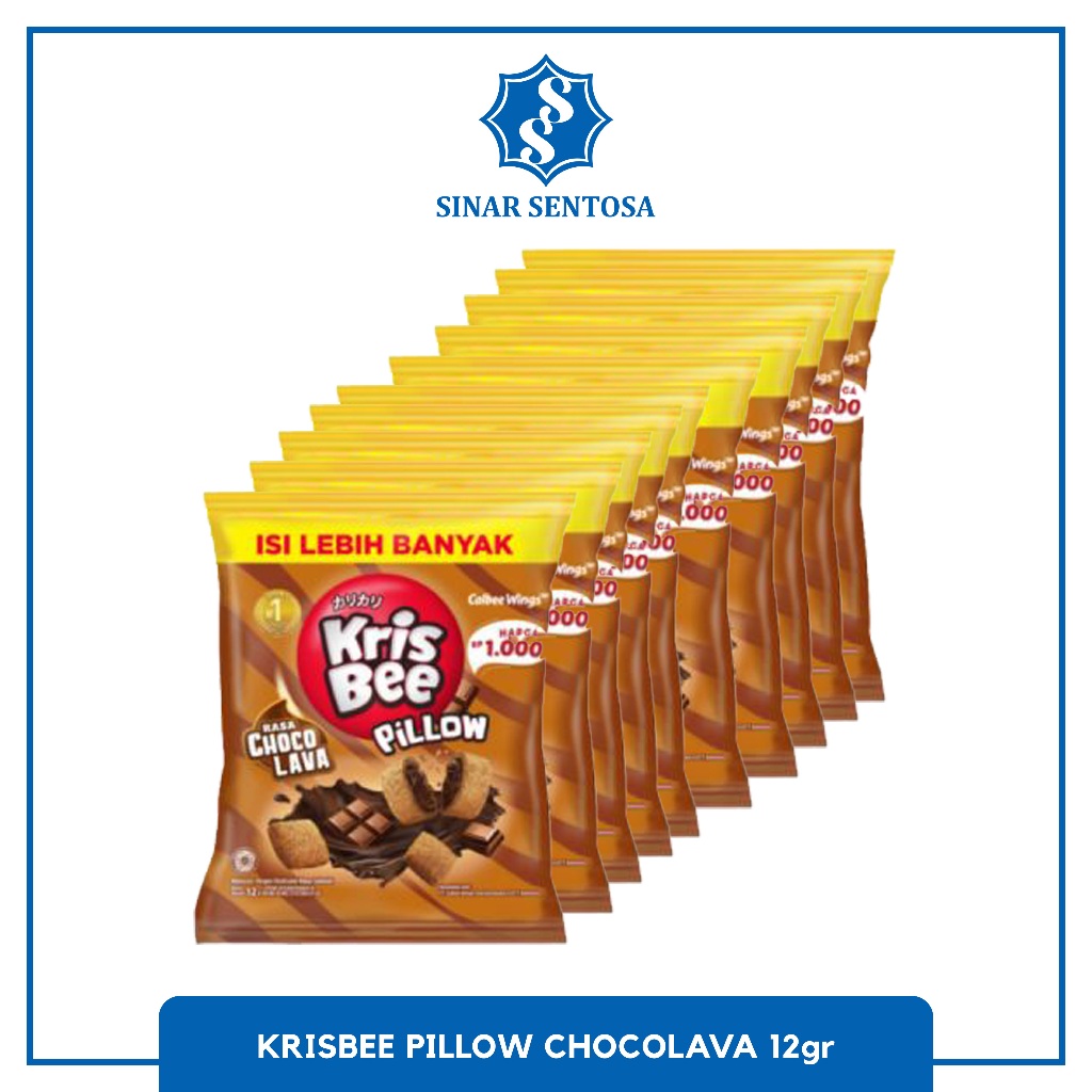 

Krisbee Pillow Choco Lava 12gr isi 10pcs | Snack Coklat Renyah Isi Lumer Enak
