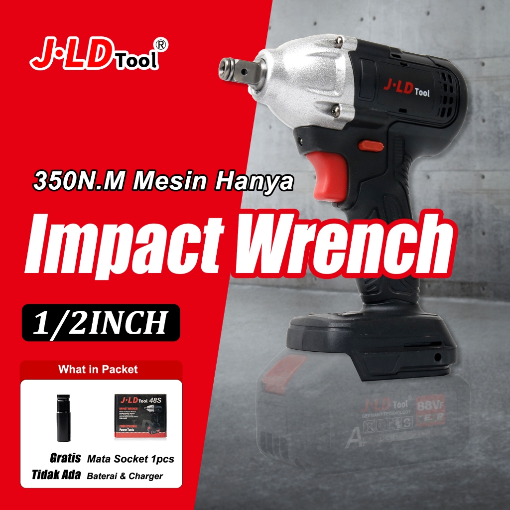 JLD Cordless Impact Wrench 48S Hanya Mesin,brushless impact baterai Torsi 350N.M impact pembuka baut
