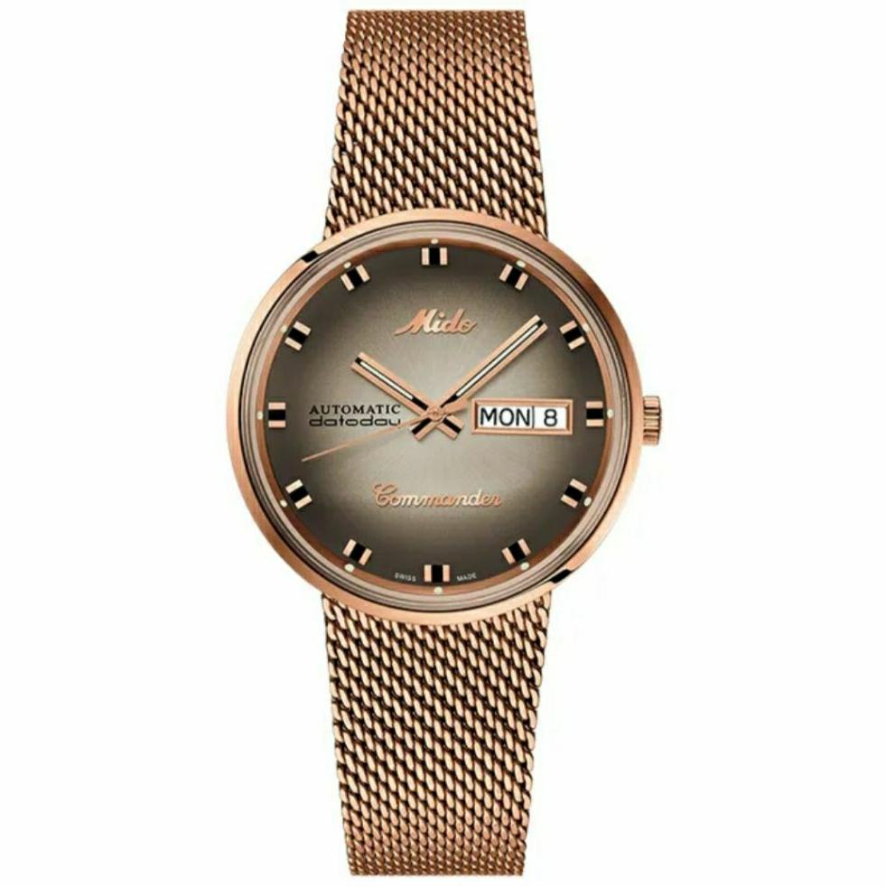 Jam Tangan Pria Original MIDO M8429.3.23.11 Shade Automatic Silver Dial Rose Glod Mesh Strap Special