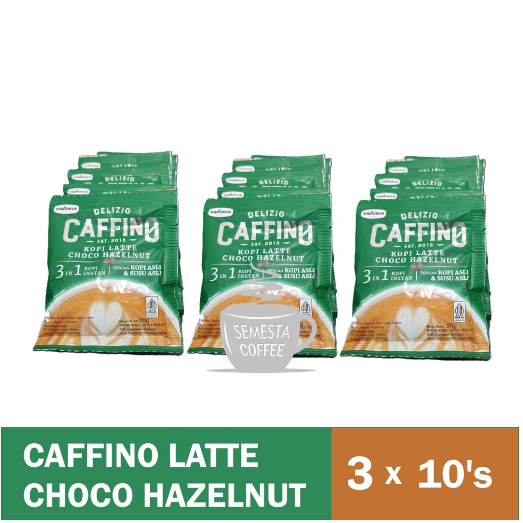

Caffino Latte Choco Hazelnut 3 Rtg x 10's, Kopi 3 in 1