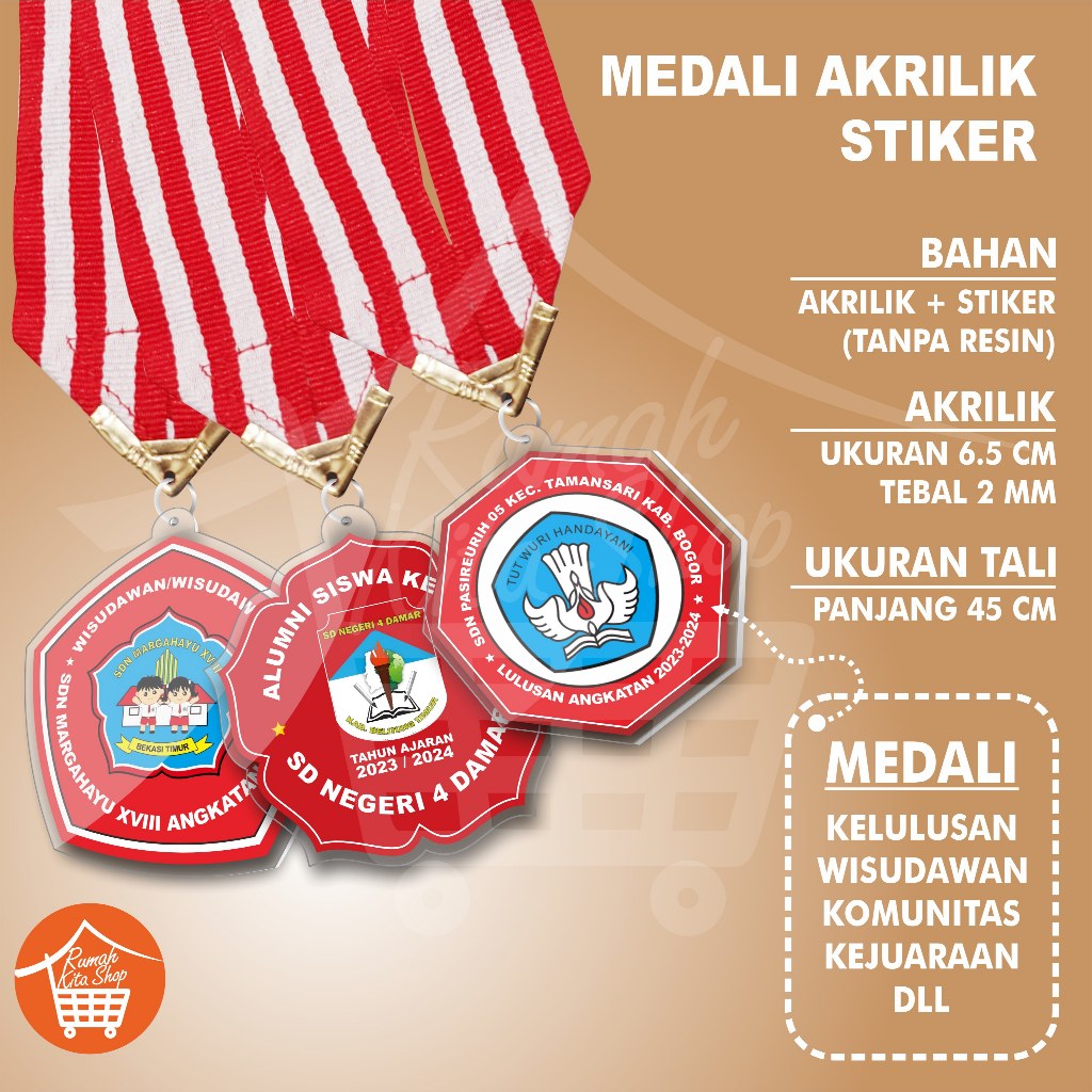 

Medali Kelulusan sekolah / Medali Wisuda / Medali Akrilik Stiker