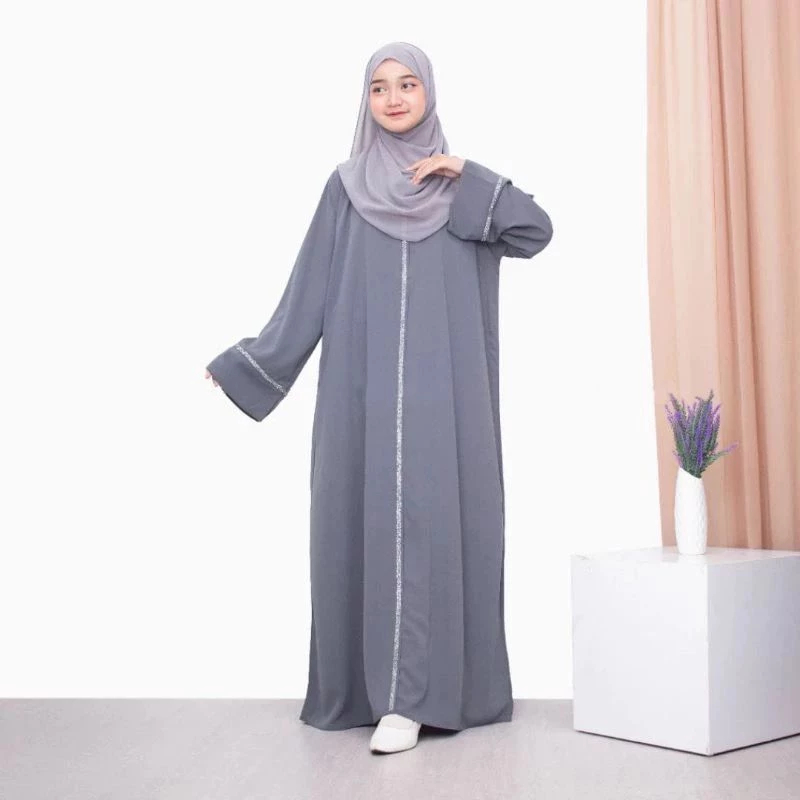Gamis Abaya Turkey Motif Garis 1 Bahan Crinkle Premium – Adwa Collection