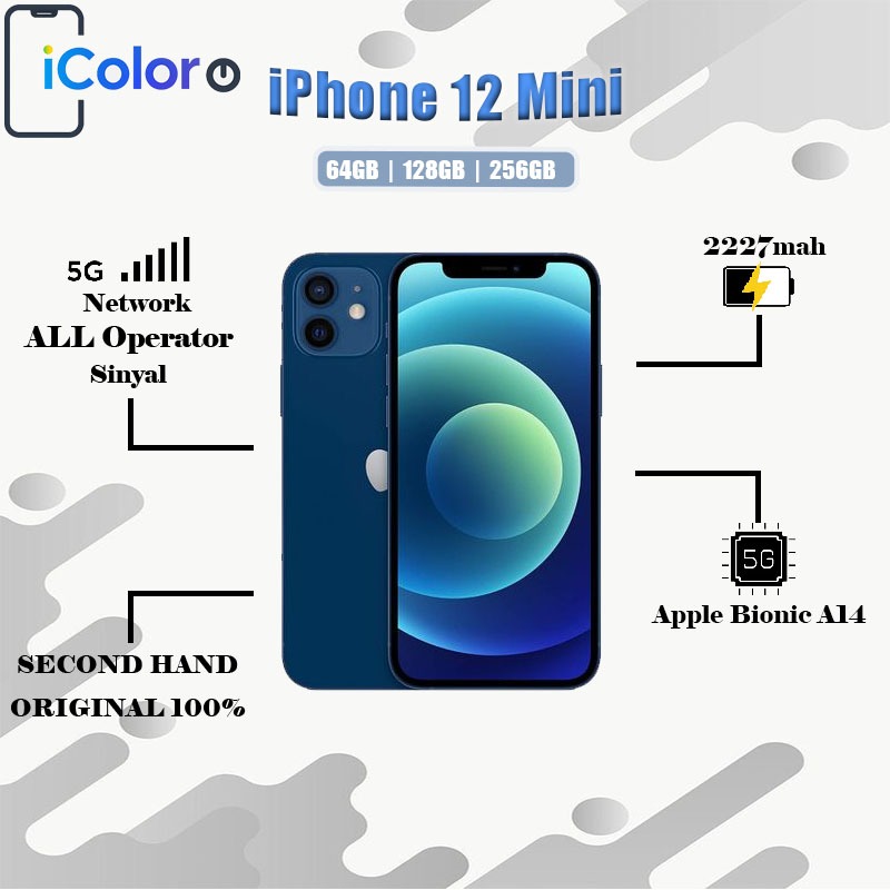 iPhone 12 Mini 64GB/128GB/256GB Second BEKAS ORIGINAL 100% MULUS NORMAL FULLSET Kondisi Perfect