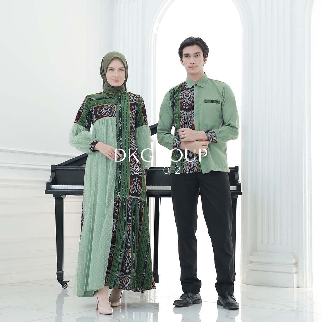 [READY STOK] Set couple baju prewed, raya dress wanita kemeja pria ethnic tenun troso, gamis raya te