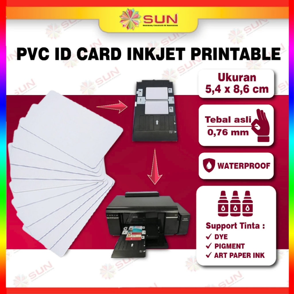 Inkjet PVC ID Card 0,76 White Grade A uk 8.6 x 5.4 cm ( Kertas PVC ID Card Inkjet Printable Tray Id 