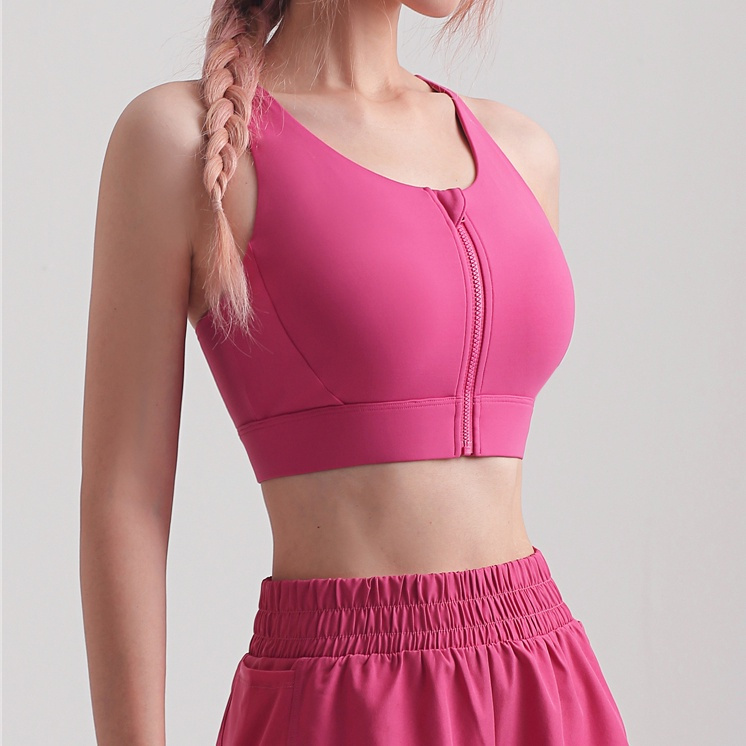 Sport Bra Easy Comfort Zipper / Tanktop Crop Top Resleting Style Bralette Bra Push Up Sexy Pakaian D