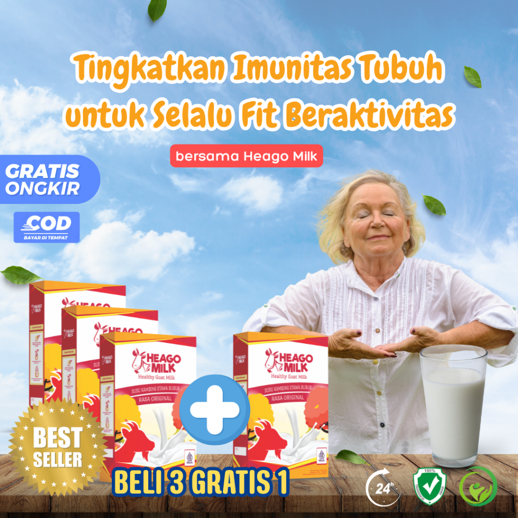 

HeaGo Milk Susu Kambing Etawa Bubuk Original 200 gram Jaga Imun Kuatkan Tulang dan Sendi