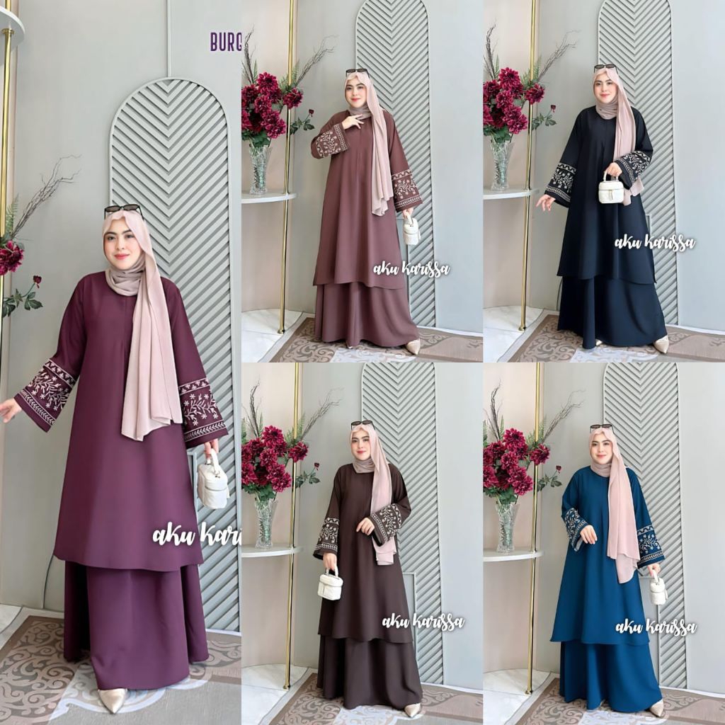 ZAINA ZEVANI Set Rok Bahan Sabrina mix Bordir ORI by Aku Karissa// ZAINA Set Rok Malaysia Aku Kariss