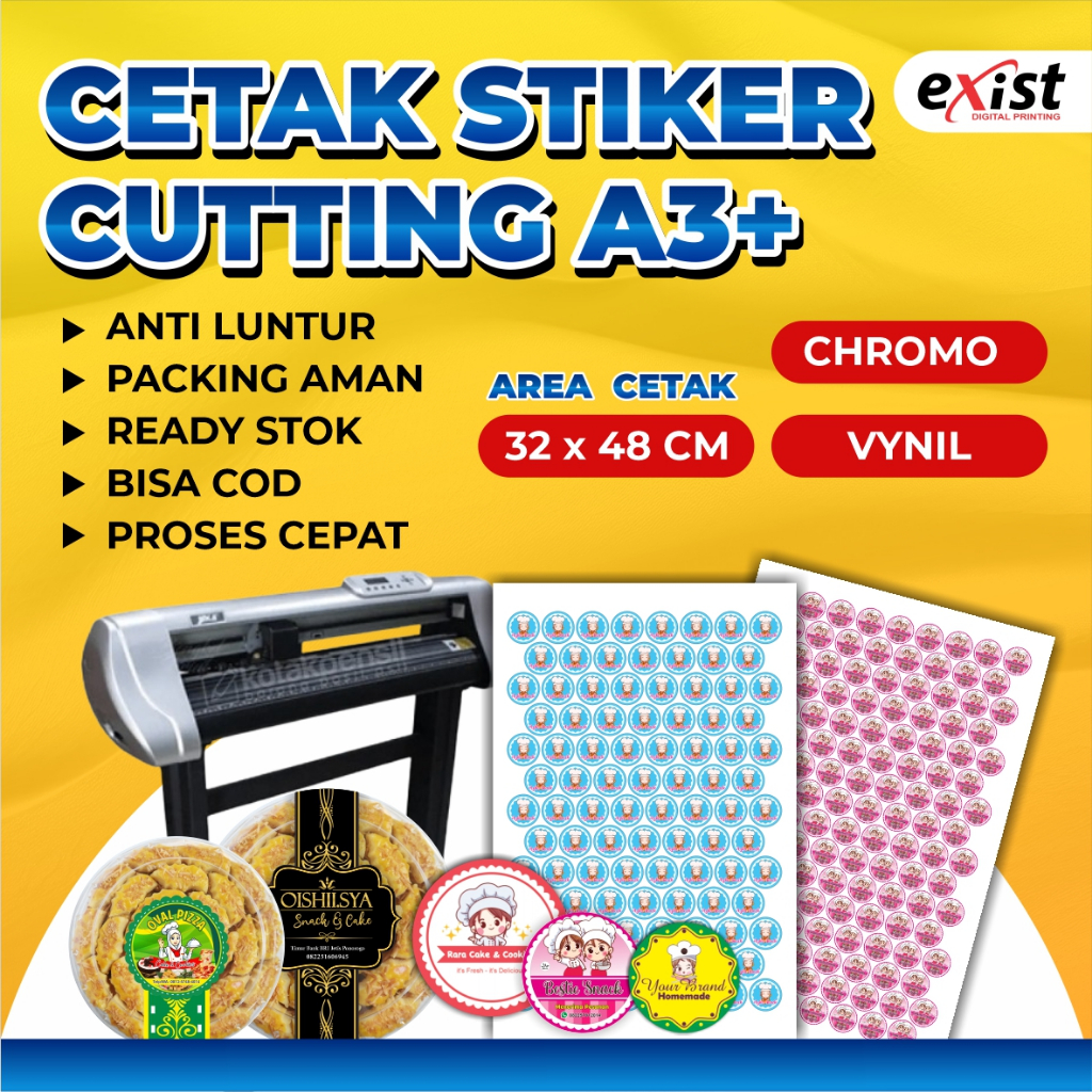 

Cetak Stiker Cutting / Stiker Label Anti Luntur A3+