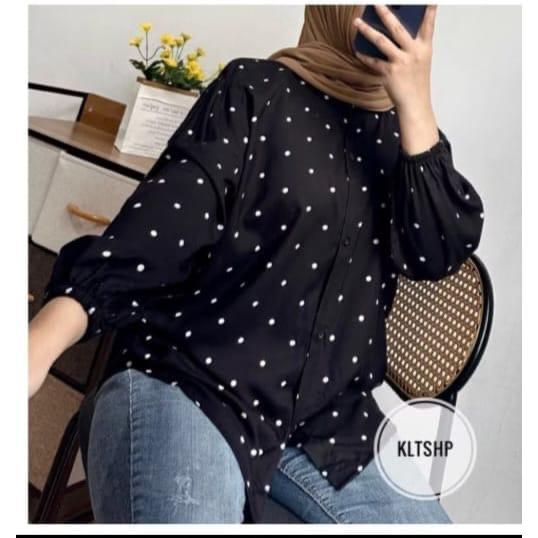 POLKADOT KEMEJA RAYON MOTIF  LD 110 - LD 120 // KEMEJA KANCING // KEMEJA MOTIF // KEMEJA BIG SIZE //