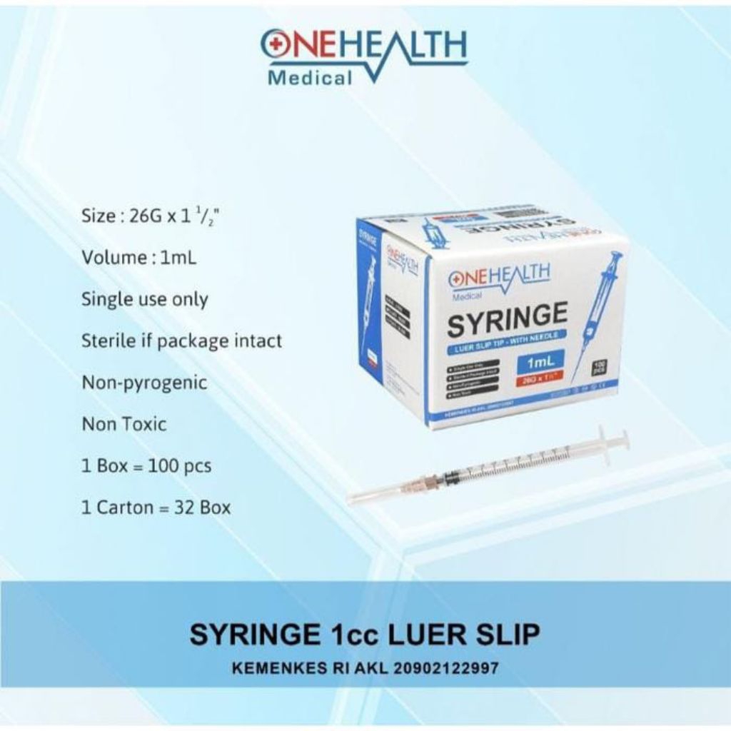 Spuit Syringe 1cc 1ml With Needle Onehealth Box