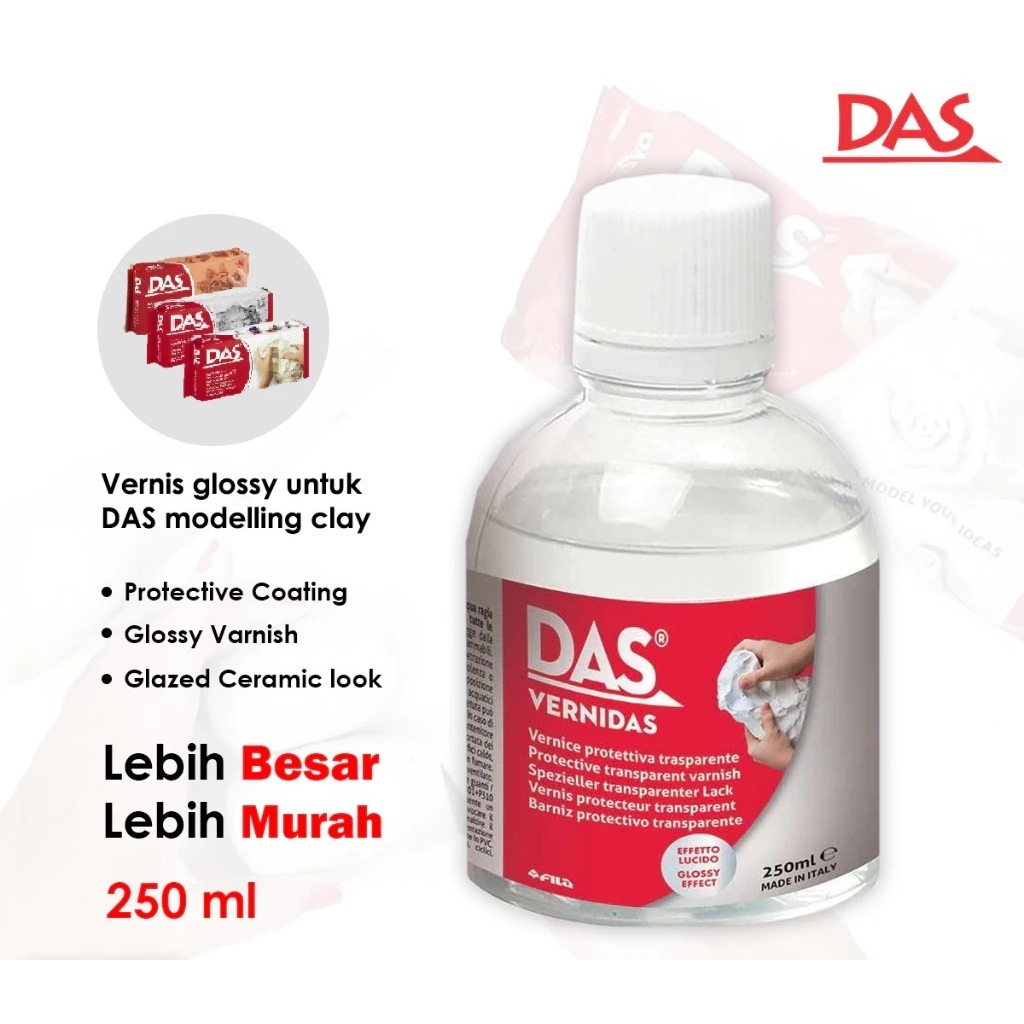 

DAS VERNIDAS TRANSPARANT GLOSSY VARNISH / VARNISH DAS / VARNISH CLAY 250ML