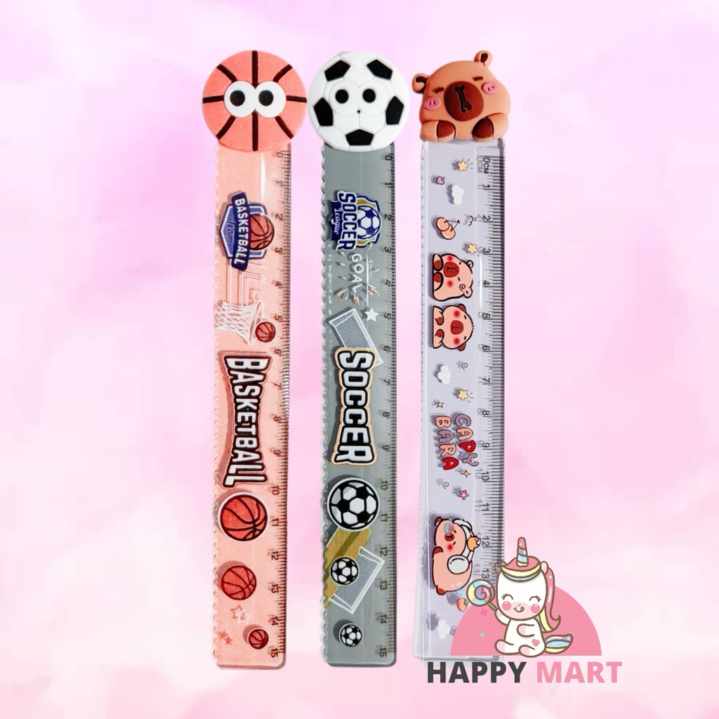 

Penggaris Karakter anak cowo 3D Lucu / capybara / basketball / soccer – 15 cm