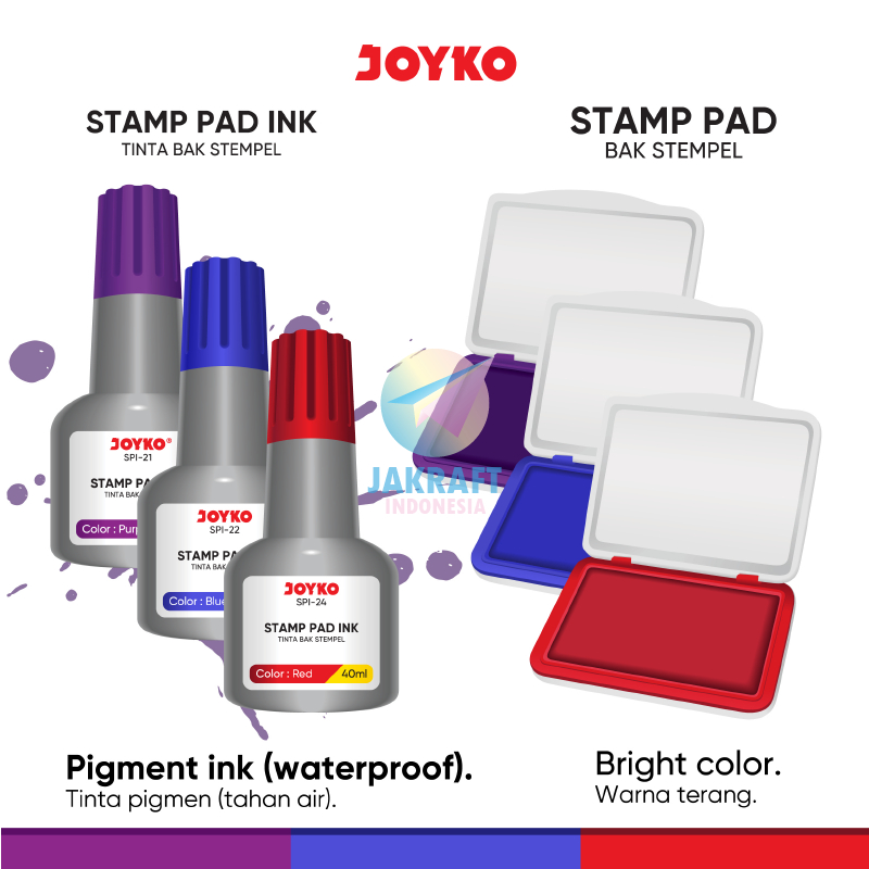 

(1 Pcs) Tinta Refill Isi Bak Stempel JOYKO Anti Air SPI-21 Ungu / SPI-22 Biru / SPI-24 Merah | Stamp Pad Waterproof Pigment Ink No.0 Sedang Medium STPD-21 Purple / STPD-22 Blue / STPD-24 Red Koleksi Warna Lengkap
