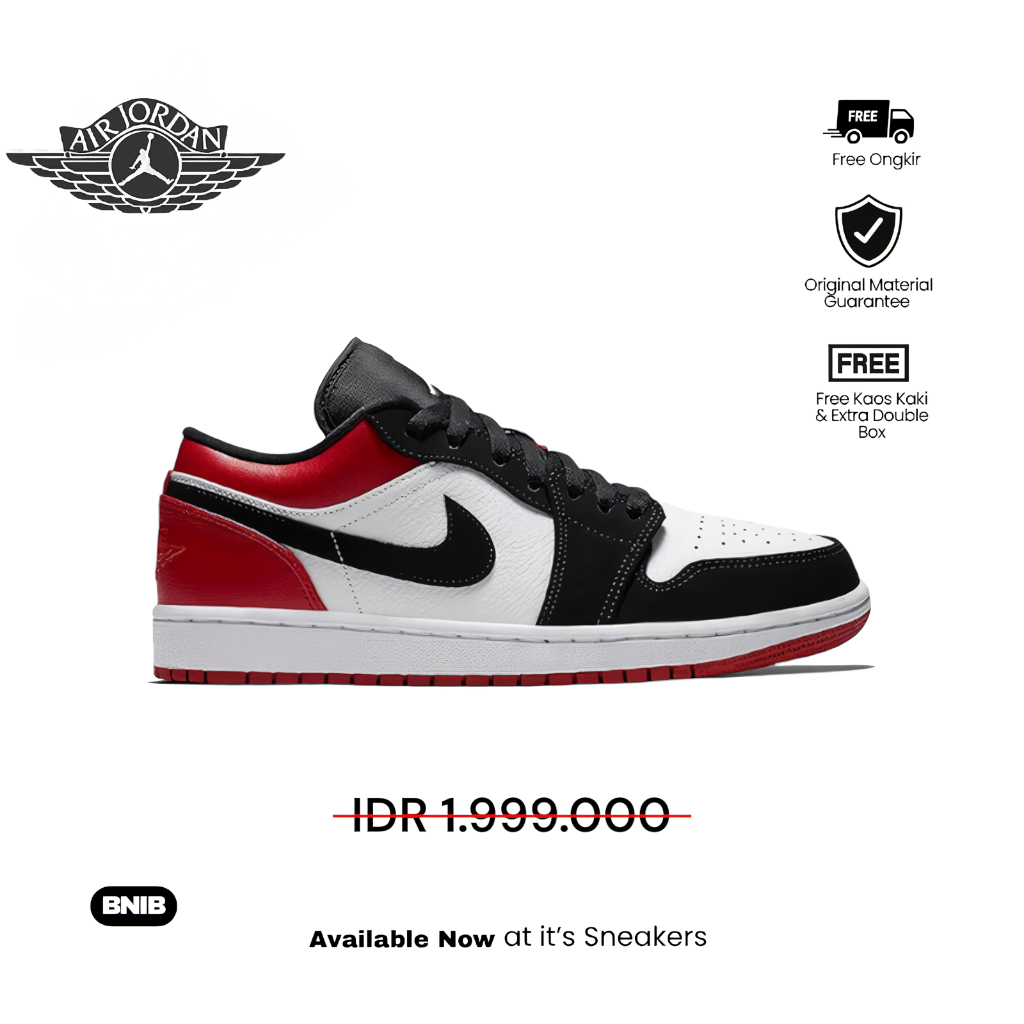 Sepatu Air Jordan 1 Low - Black Toe