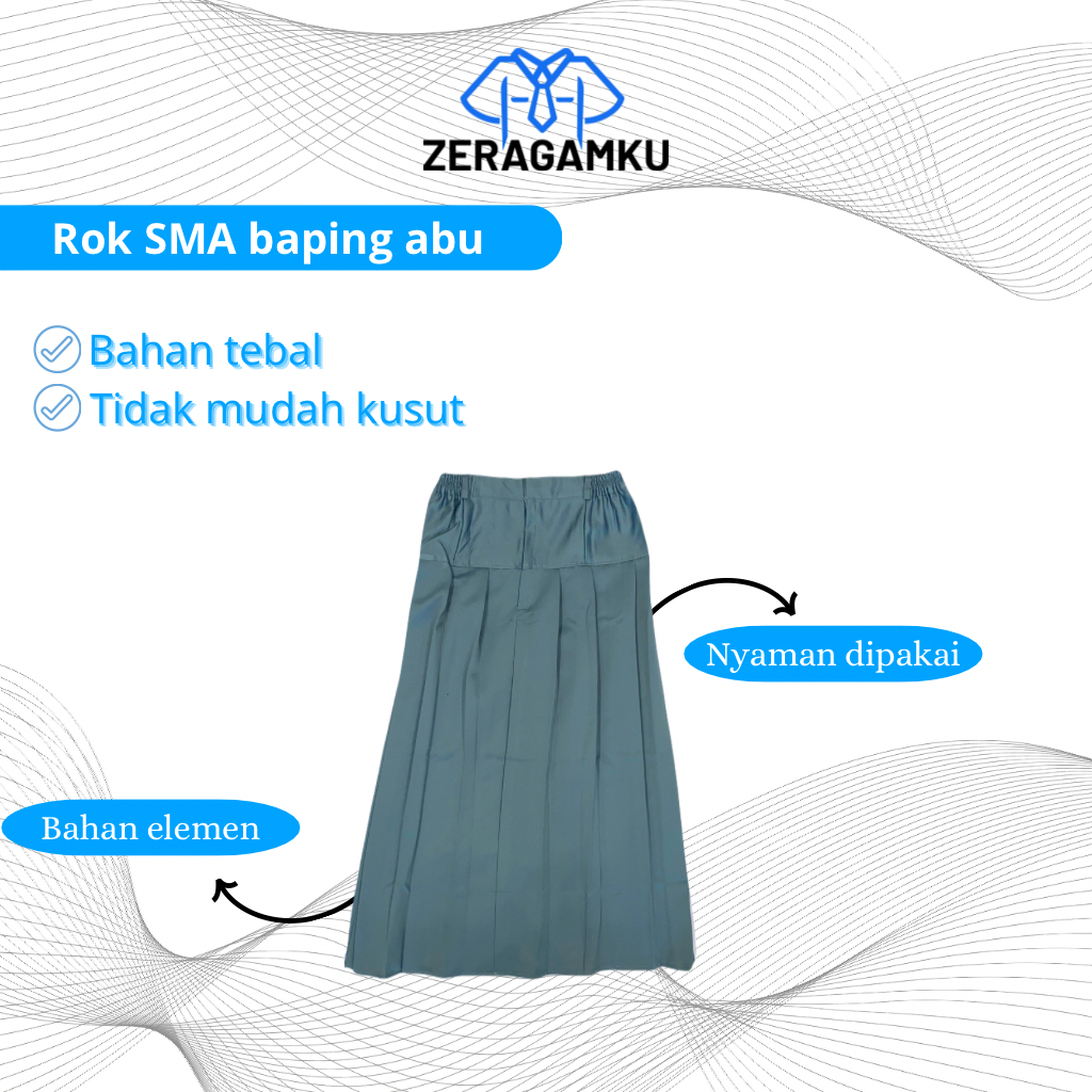 ZERAGAMKU - Seragam Sekolah Rok Sma Abu Rempel Baping Bahan Elemen