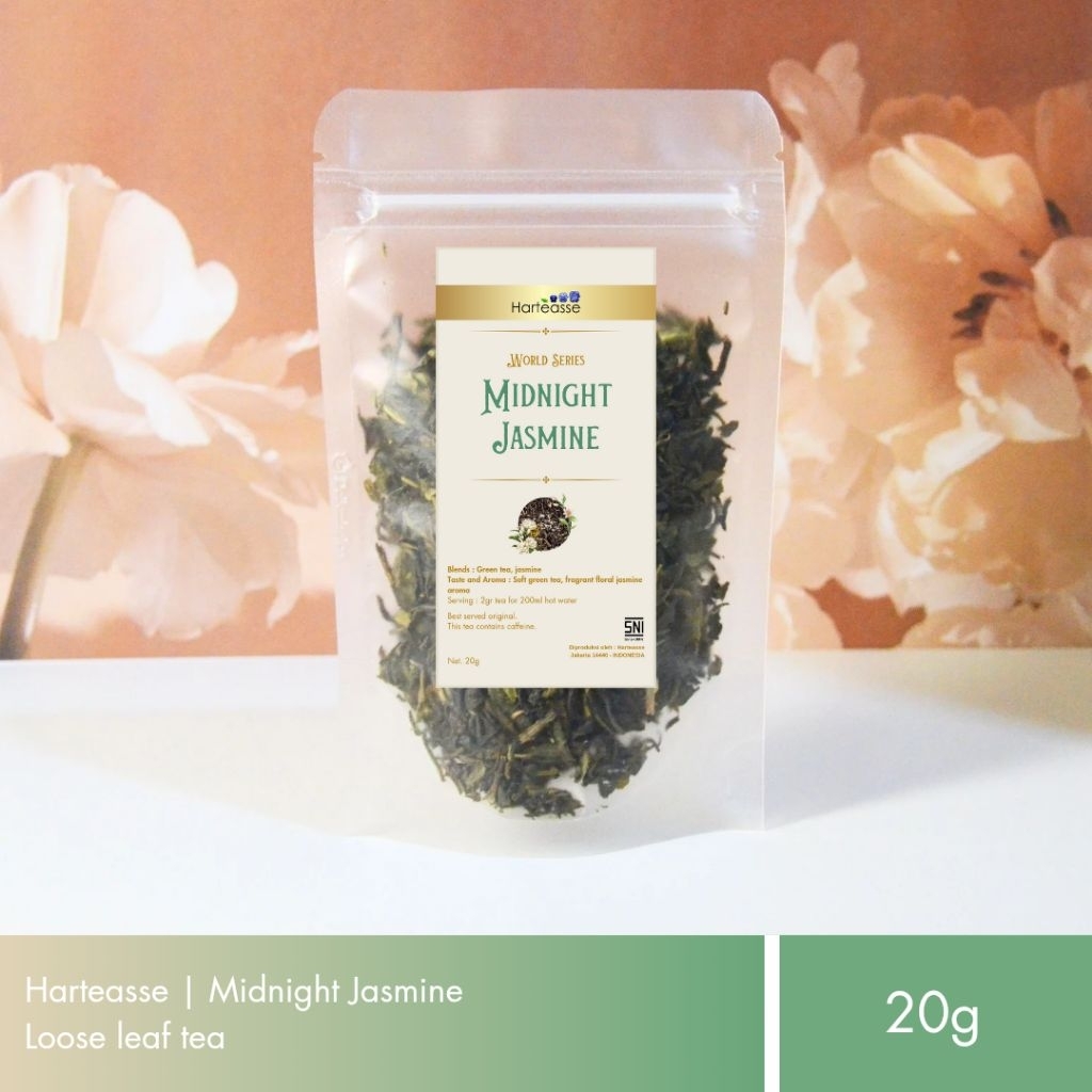 

Harteasse | Midnight Jasmine | Teh Hijau Melati Premium Kemasan Pouch | Loose Leaf | 20g