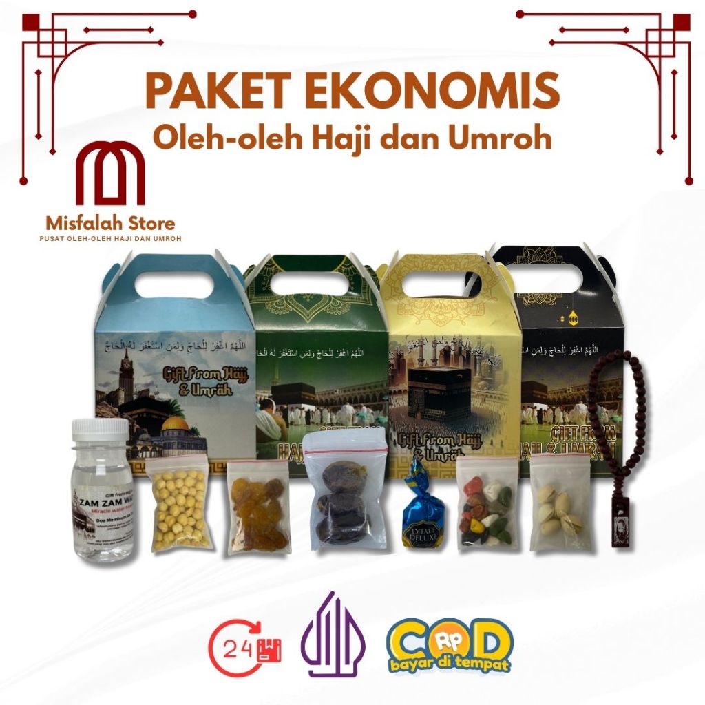 

Paket Ekonomis Tasbih Oleh-oleh Haji dan Umroh isi Air Zamzam / Dus Tenteng