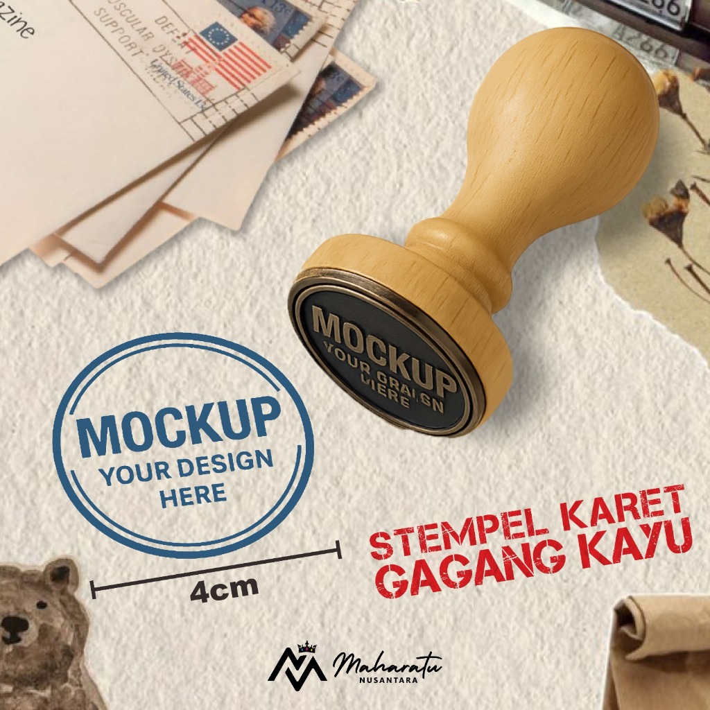 

Stempel Custom - Stempel Gagang Kayu - Stempel Nama / Logo Usaha / Kantor - Free Design