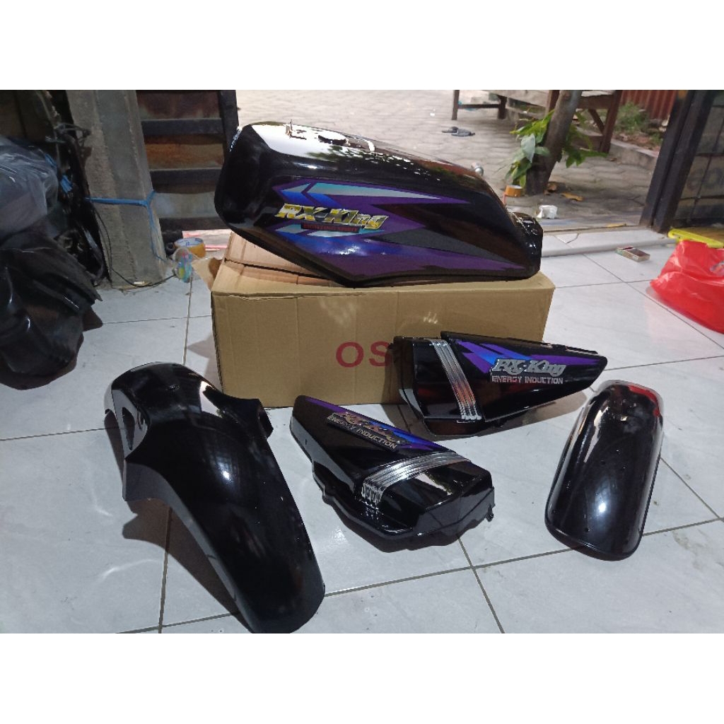 body set tengki RX king hitam striping ungu 2002