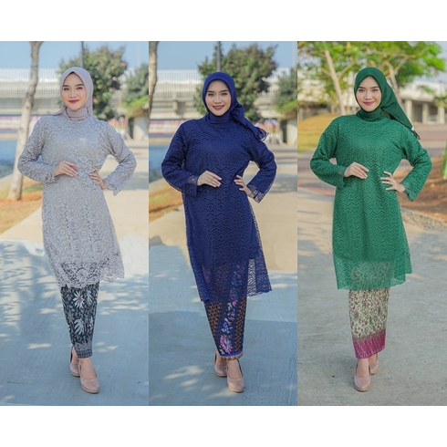 Setelan Kebaya Tunik Brokat Jumbo LD 130 CM / Kebaya Modern / Kebaya Favorite / Batik Couple / Kebay