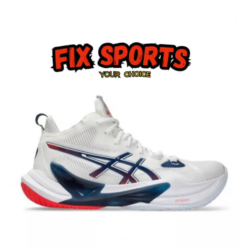 Sepatu Voli Pria Asics Metarise 2 White Mako Blue 151A08911