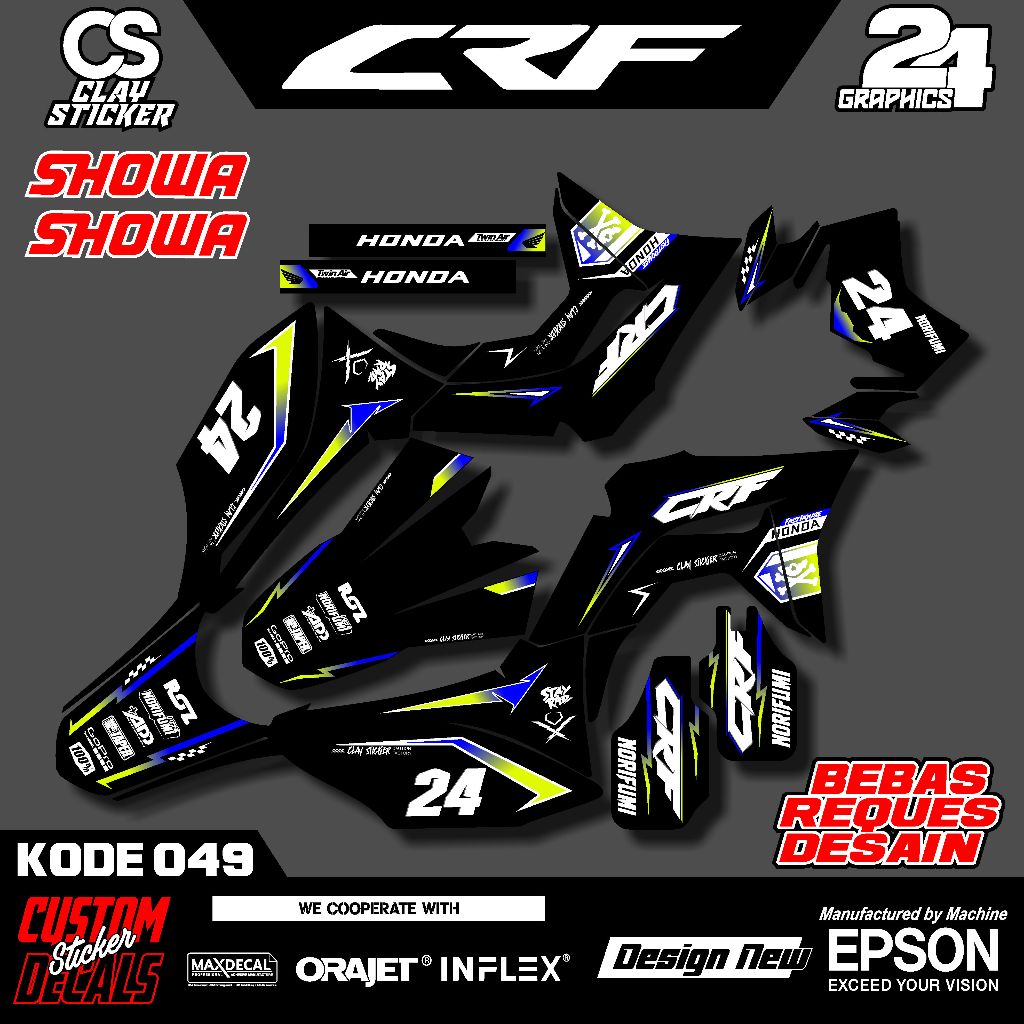 Decal Striping Motor CRF 150L Desain Simpel – Bisa Custom – Bahan Tebal & Tahan Lama Kode 049