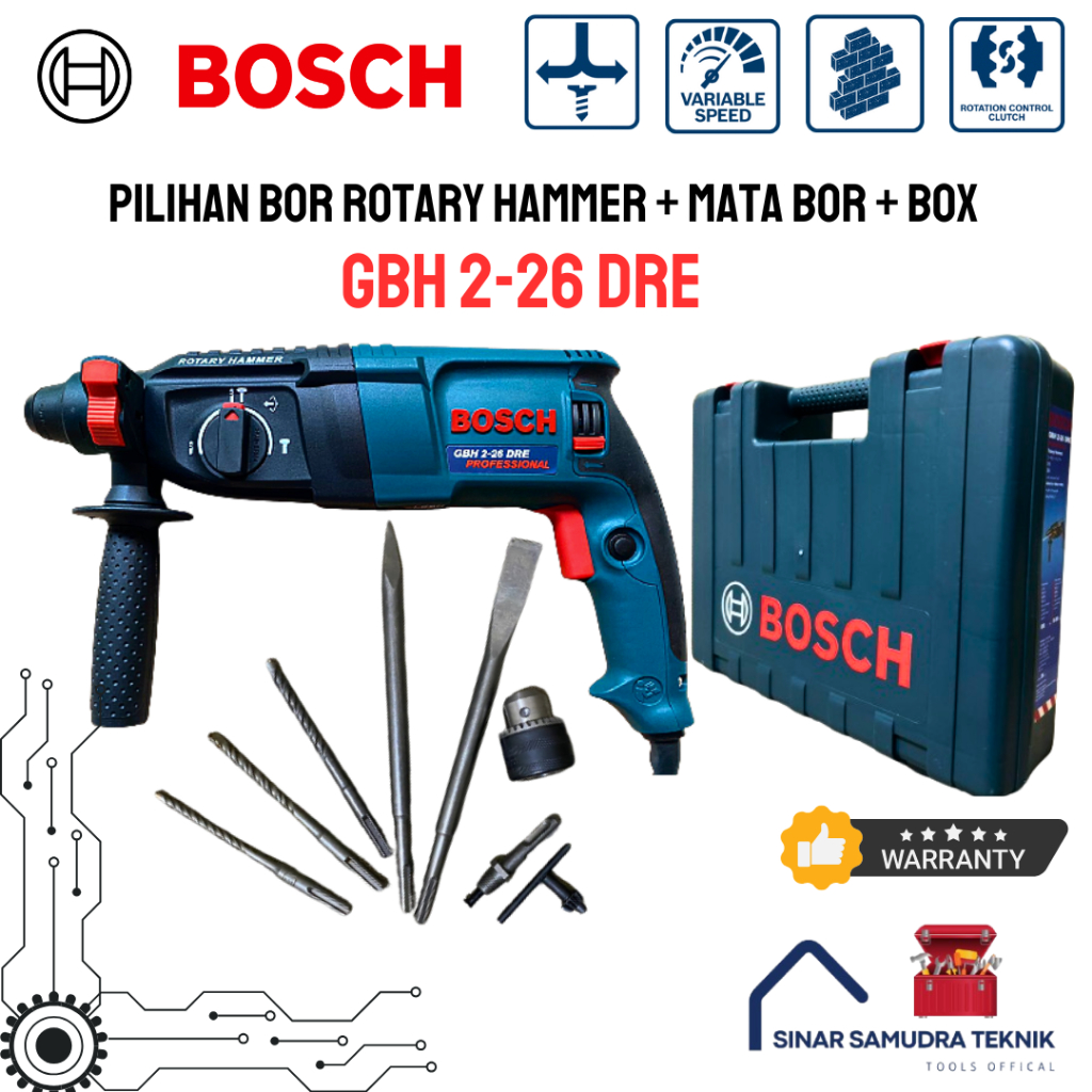 FLASH SALE BOR BETON BOSCH ROTARY HAMMER TYPE 226 DRE - 3 FUNGSI HAMMER DRILL BISA BOBOK BETON