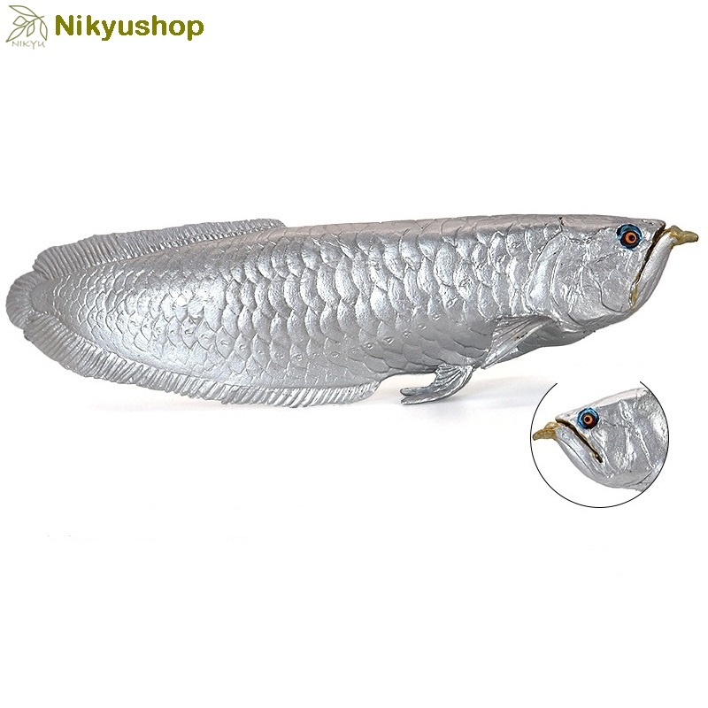 [Nikyushop] Mainan Hewan Pajangan Miniatur Figure Hewan Ikan Arwana Arowana Platinum