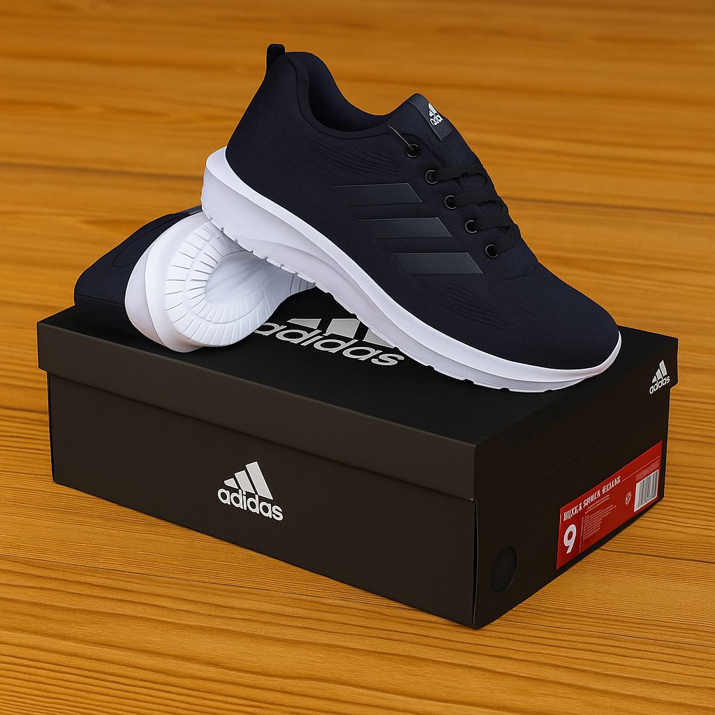 Promo Sepatu Sekolah adidas Hitam Polos - Hitam Putih Sol Phylon Karet Ringan Empuk Lentur Anti Slip