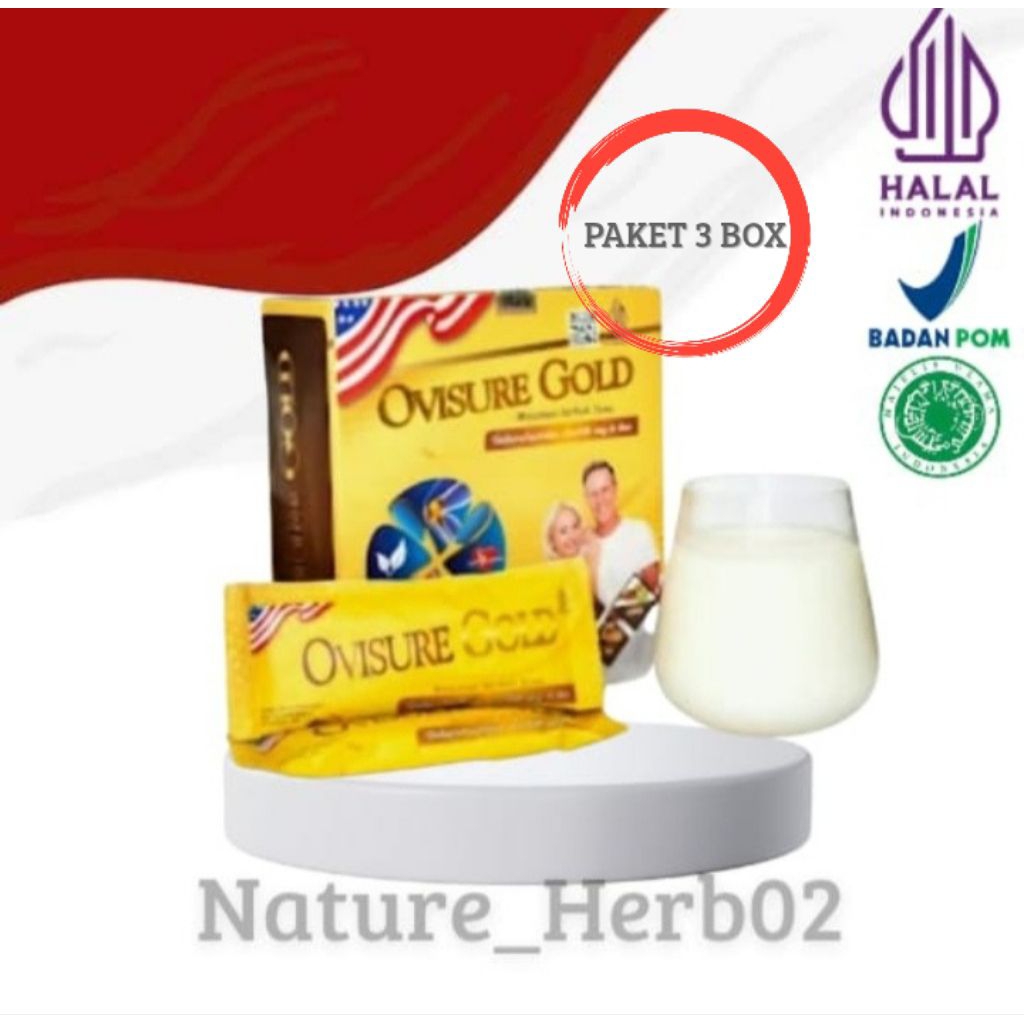 

3 BOX Ovisure Gold Susu Vitamin Tulang & Sendi Susu Bubuk Atasi Nyeri Sendi Rematik Asam Urat Asli Original 1 Box 12 Sachet