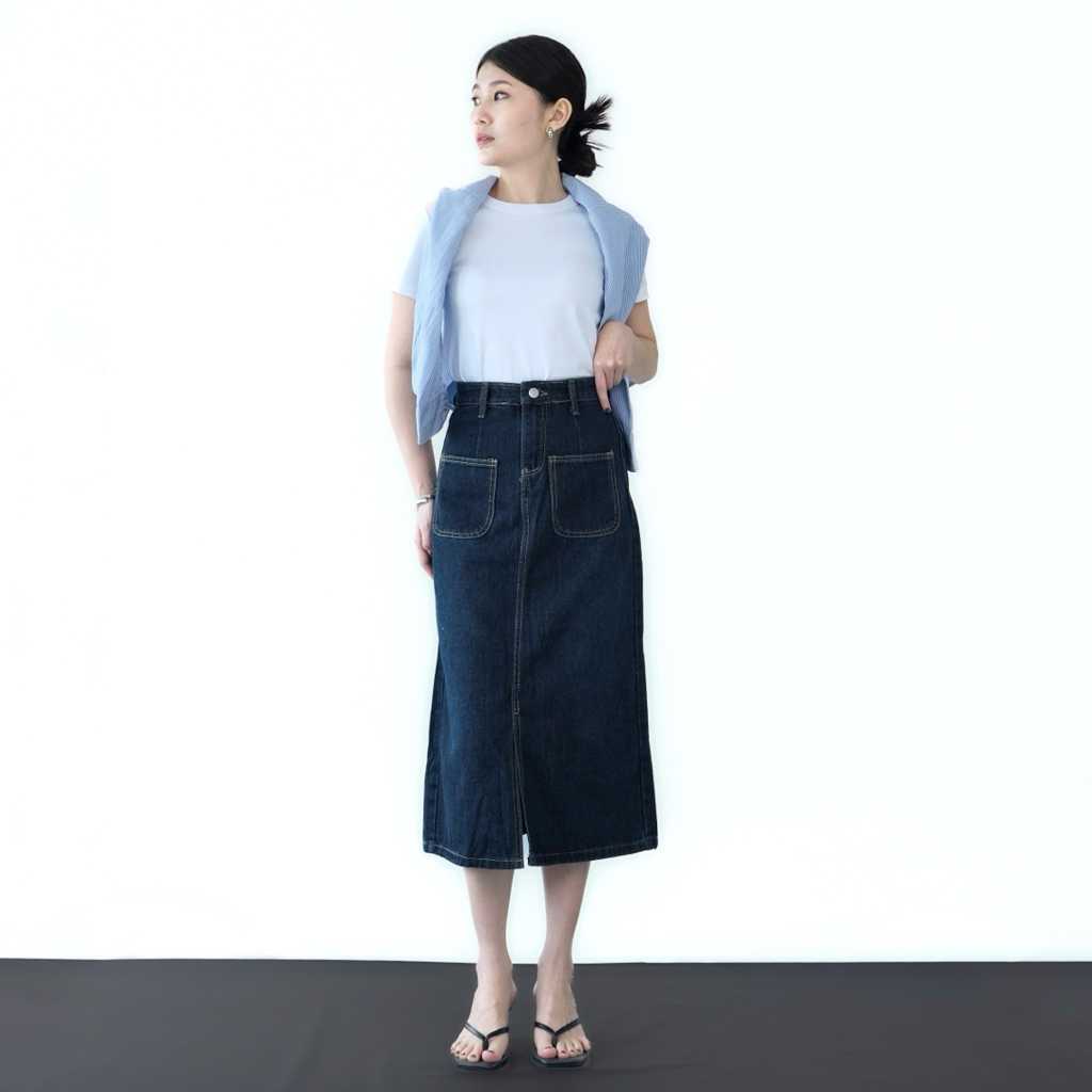 [LUXE.DLABEL] - 213 SKIRT JEANS  | Rok Panjang Highwaist Wanita Jeans  Wanita Polos Jeans Highwaist 