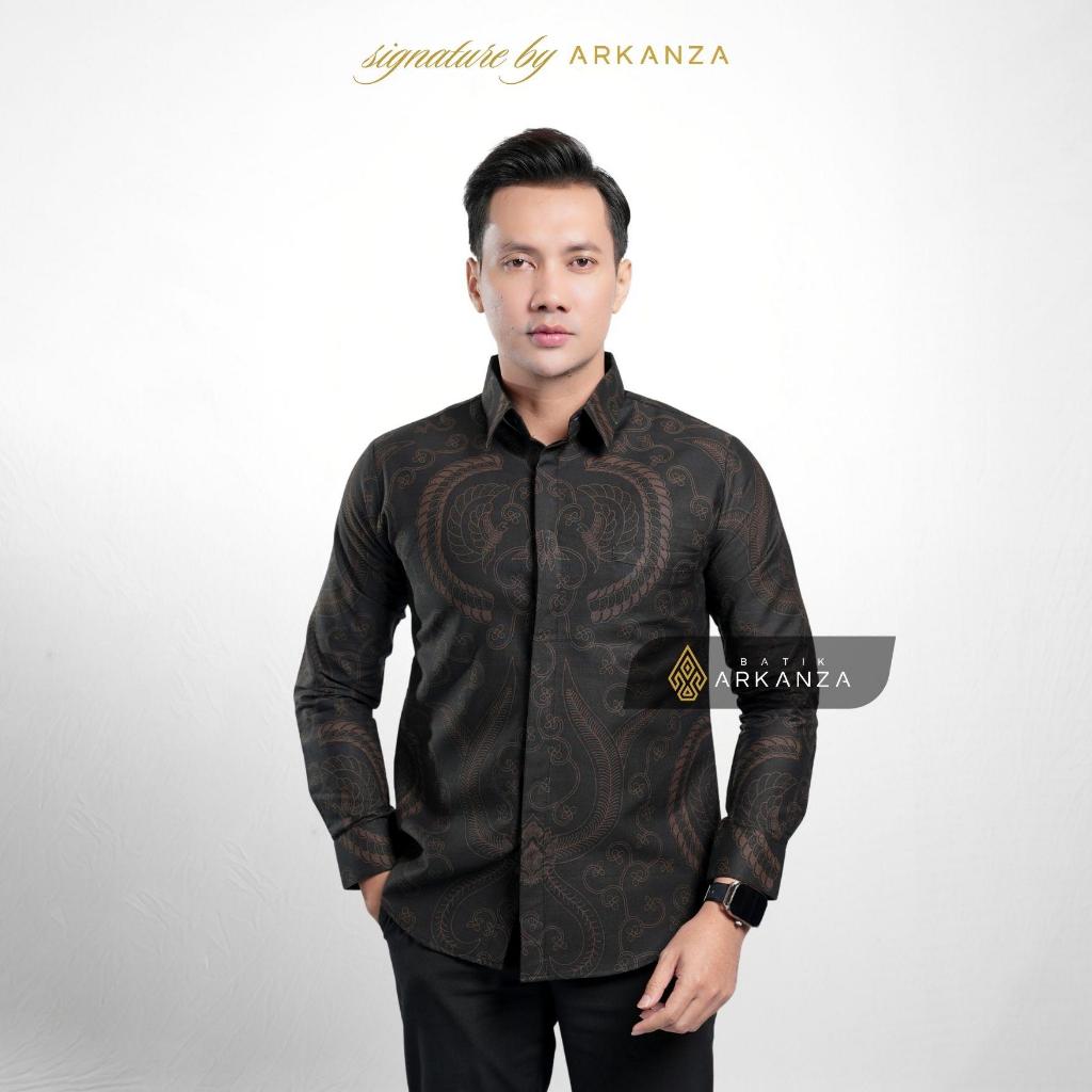 Arkanza Signature Motif Mahadipa Kemeja Batik Pria Lengan Panjang Eksklusif Curved Hem Jahitan Presi