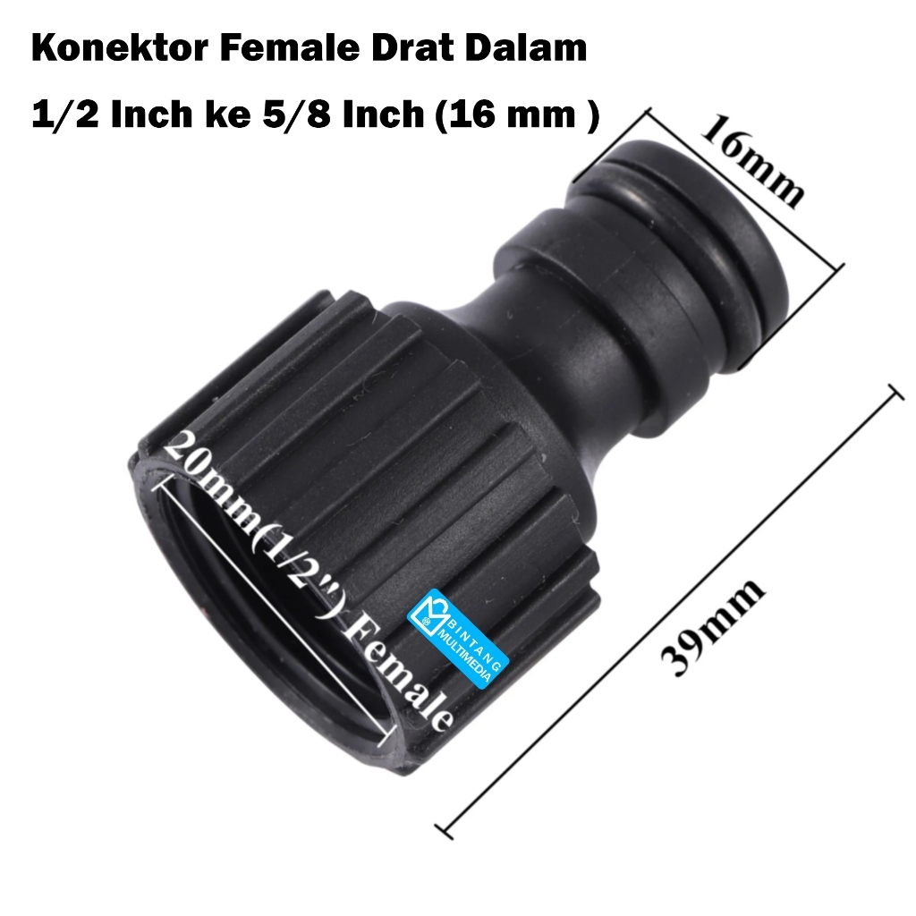Konektor Keran CK6 Female Drat Dalam 1/2 Inch 19mm ke 5/8 in 16mm Selang Quick Release Sambungan Kra