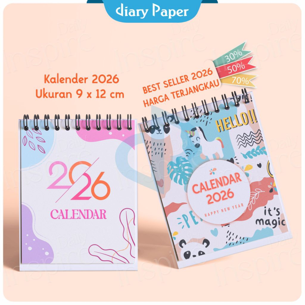 

TERBARU Calendar meja mini 2026 double ring spiral Calendar 2026 Aesthetic portable